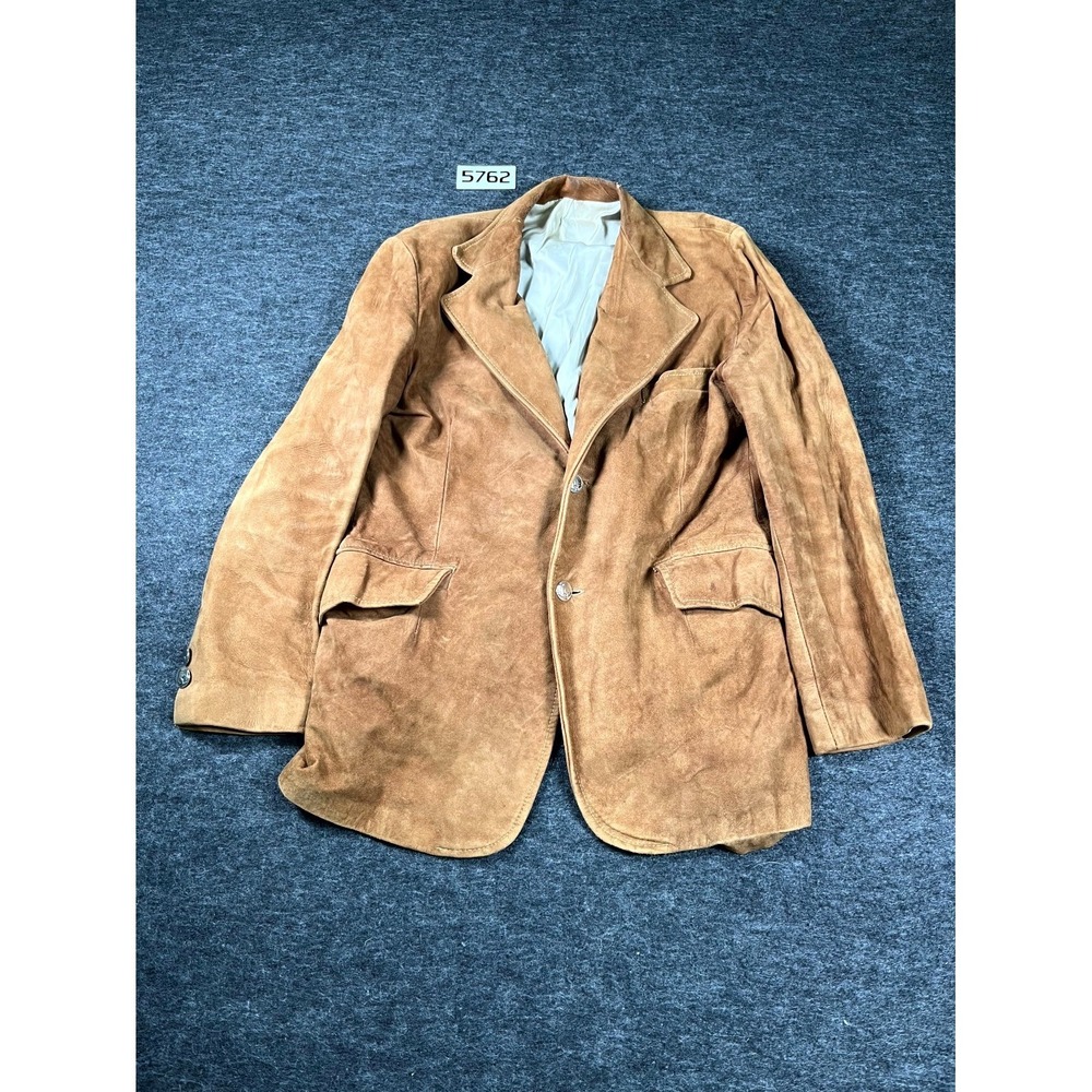 Vintage Californian Blazer Jacket Mens 40 Brown Suede Single Breasted Western